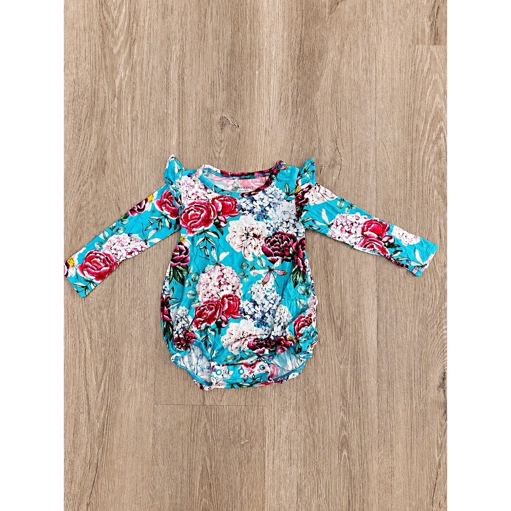 Posh Peanut Floral Bamboo Bubble Romper 12-18 Months Long Sleeve Girls